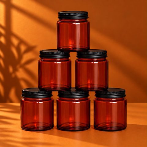 Amber Jar 100ml Premium — Black Lid | Pack of 6 or 12